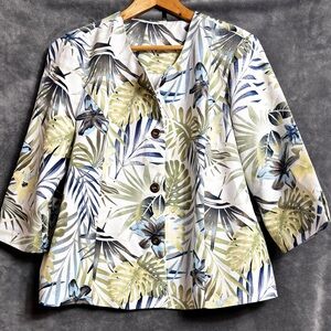 Tropical Leaf Print Button Down Shirt